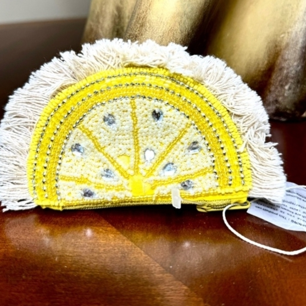 💛▪️Antik Kraft ▪️NWT Beaded Beautiful  Lemon Coin Pouch - Picture 4 of 4